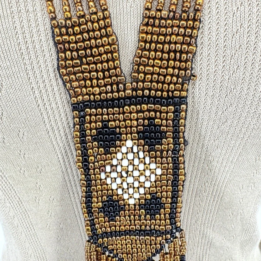 Boho‎ Seed Bead Fringe Statement Necklace Southwestern Tribal Festival Western